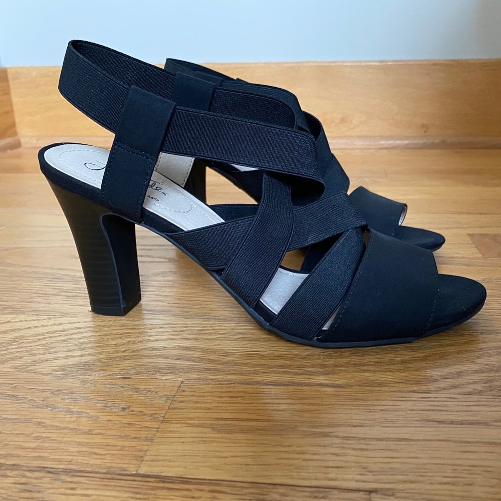 Life Stride Strappy Black Heels